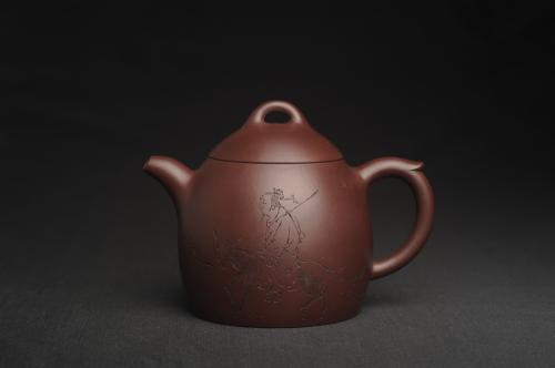 美壶定制紫砂壶 ,美壶特惠 超精致老紫泥秦权壶 装饰老子出关图 特文气 不输2000元做工 原矿紫泥