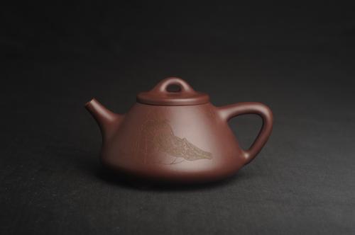 周小培紫砂壶 油润底曹青 全手工特好子冶石瓢 装饰人物 特文气 原矿底槽清