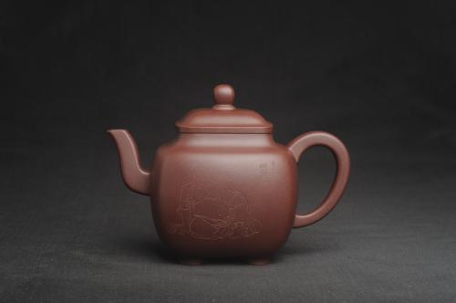 张海艳紫砂壶 实力派张海艳全手工油润底曹青重器鸣远四方 气势磅礴 用心之作 装饰人物特文气 原矿底槽清