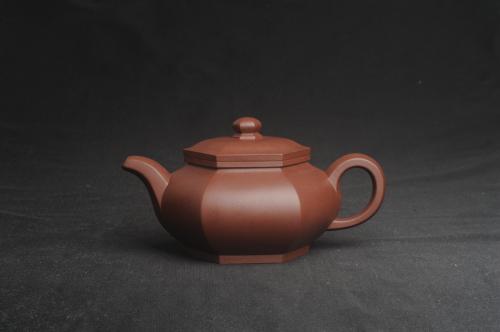 张海艳紫砂壶 实力派张海艳全手工油润底曹青藏六方壶 线面挺快 原矿底槽清