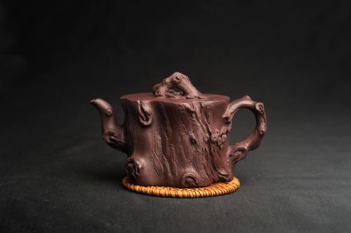 花货实力派紫砂壶 潜力股唐老师 全手工精致老紫泥松桩壶 肌理丰富生动 期待与您结缘 原矿紫泥
