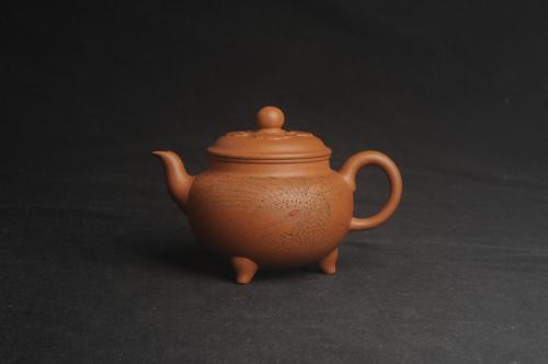 美壶定制紫砂壶 美壶特惠 精致黄降坡泥大彬如意茶壶 装饰云鹤图 特文气 原矿降坡泥