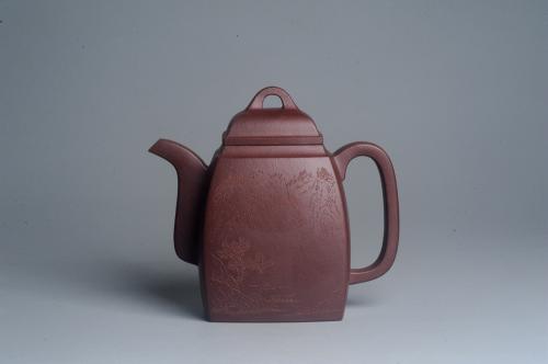 吴亚良紫砂壶 全手工精致汉方壶 装饰山水 特文气 原矿紫泥