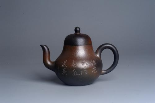 美壶定制紫砂壶 美壶特惠 精致青灰泥柴烧思亭壶 青灰泥