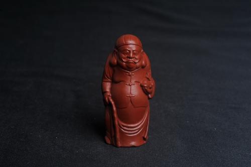 美壶定制紫砂壶 精致大红袍朱泥财主手把件摆件茶宠 高6.5cm 大红袍