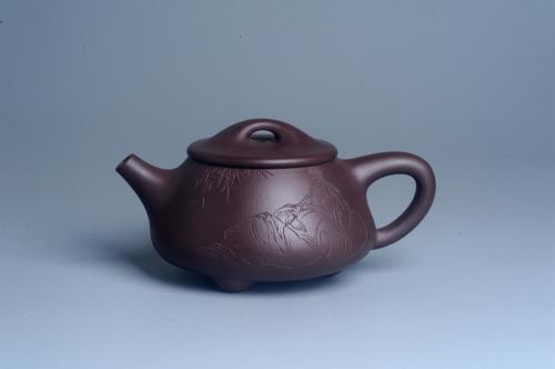 周斌紫砂壶 实力派工艺师周斌 优质底槽青全手工精工 满瓢壶 张听钢装饰人物 明月一壶酒 清风万卷书 原矿底槽清