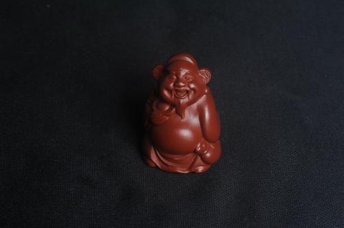 美壶定制老师紫砂壶 美宠特惠 精致大红袍朱泥手把件财主 财神 摆件茶宠 高5cm 大红袍