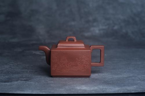 凌晨紫砂壶 全手工优质底槽清精致亚明四方壶 装饰清供图 特文气 原矿底槽清