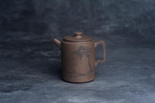 美壶定制老师紫砂壶 美壶特惠 蠡墅大水潭深井老天青泥 精致圆础壶 装饰文雅 茶人醉爱 