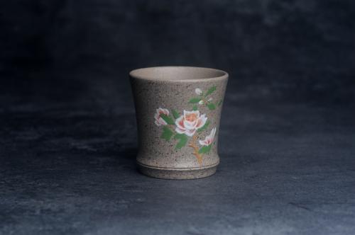 美壶定制紫砂壶 美美杯特惠 精致雪花段泥白玉兰主人杯 芝麻段