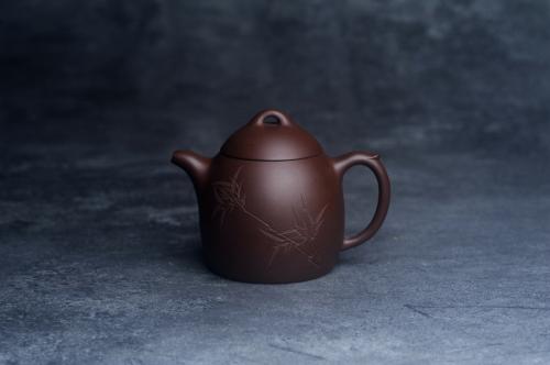 美壶定制老师紫砂壶 美壶福利特惠 精致特好老紫泥秦权壶 刻竹子 特文气 原矿紫泥