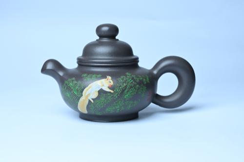 美壶定制老师紫砂壶 美壶特惠 手工手制紫砂壶特好青灰泥松鼠壶 茶壶 茶具 单壶 青灰泥