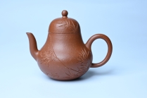 紫砂壶图片：美壶特惠 特好朱泥居不可无竹梨形壶 茶人醉爱 - 美壶网