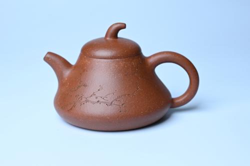 王老师紫砂壶 美壶特惠 潜力股王老师 全手工拍打成型茄瓢壶 装饰枯枝鸟 特文气 原矿降坡泥