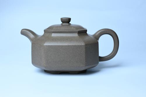 张海艳紫砂壶 实力派张海艳全手工蟹壳老青段泥精工八方侧角壶 气势磅礴 