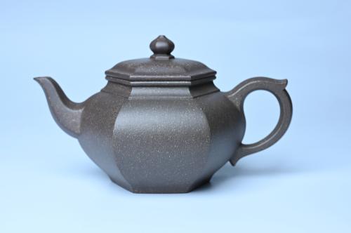 张海艳紫砂壶 实力派张海艳全手工特好老青灰段泥六方笑樱壶 做工灰常精致 气韵流畅 青段