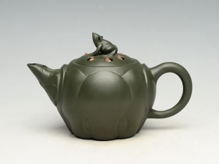 邵文紫砂壶 青蛙莲子 