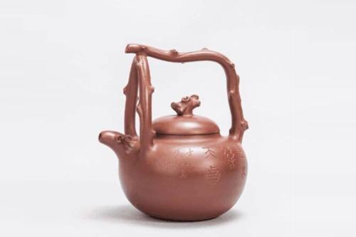 严敏伟紫砂壶 东坡提梁 