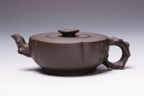紫砂壶图片：花开五福壶 黑泥 - 美壶网