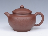 紫砂壶图片：手工堆绘牡丹掇只 - 美壶网