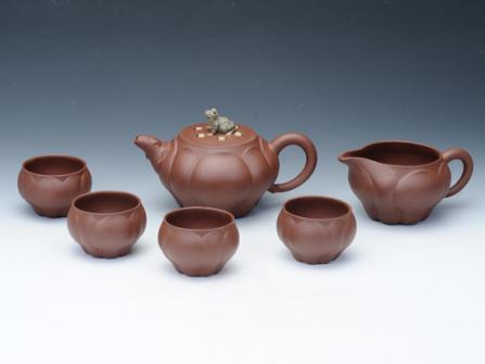 周亚萍紫砂壶 青蛙莲子套壶 