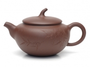 紫砂壶图片：小茄段   泥料：原矿老拼紫   容量：220CC - 美壶网