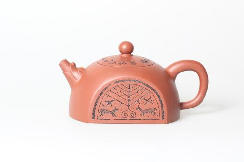 周志君紫砂壶 神龙瓦当 