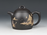 紫砂壶图片：秦权（泥绘） - 美壶网