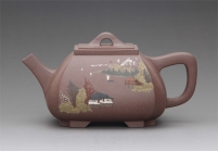 紫砂壶图片：四方抽角石瓢 - 美壶网