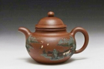 紫砂壶图片：泥绘掇球壶（张志清泥绘） - 美壶网