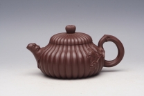 紫砂壶图片：菊花飘香壶 紫泥 350CC - 美壶网