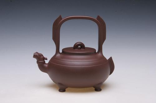 陈洪平紫砂壶 螭龙提梁 