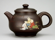 紫砂壶图片：彩绘福乐260cc - 美壶网