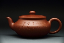 紫砂壶图片：扁韵（石陶刻） - 美壶网
