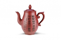 紫砂壶图片：尊先 金全大制 谭泉海刻 - 美壶网