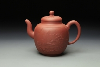 紫砂壶图片：全手工泥绘宫灯 - 美壶网