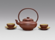 紫砂壶图片：线圆提梁套壶 - 美壶网