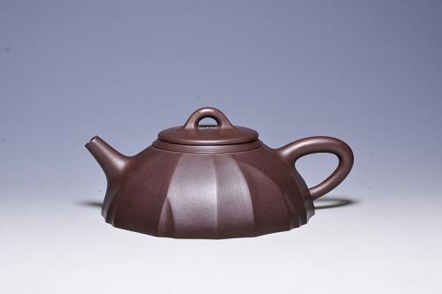 王家新紫砂壶 筋纹石瓢 