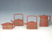 紫砂壶图片：印象绞泥方壶系列 - 美壶网