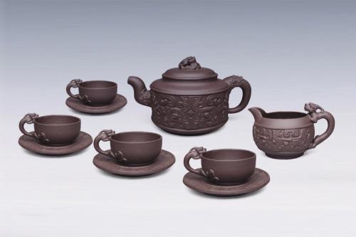 徐瑞平紫砂壶 螭龙博古套具 
