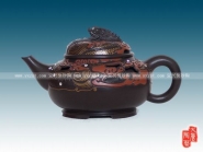 紫砂壶图片：龙头老大金丝壶 - 美壶网