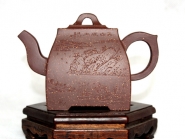 紫砂壶图片：紫泥调砂 四方壶 - 美壶网