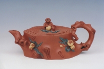 紫砂壶图片：金猴尝仙（清水泥） - 美壶网