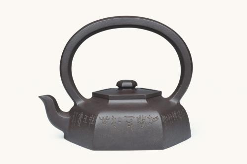 邹杰紫砂壶 大彬六方提梁 