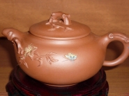 紫砂壶图片：树段彩蝶壶 - 美壶网