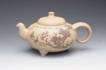 紫砂壶图片：三足玲圆壶 - 美壶网