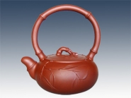 紫砂壶图片：竹趣提梁周群芬 - 美壶网