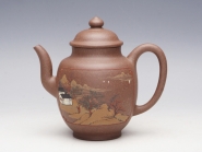 紫砂壶图片：泥绘酒壶 - 美壶网