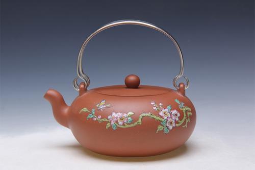 朱国强紫砂壶 扁圆珠 