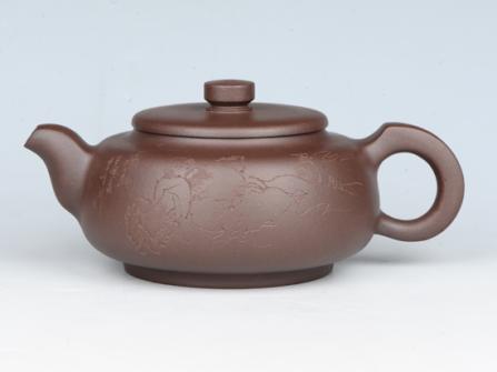 潘雪峰紫砂壶 扁福  容量：350cc  泥料：紫泥 